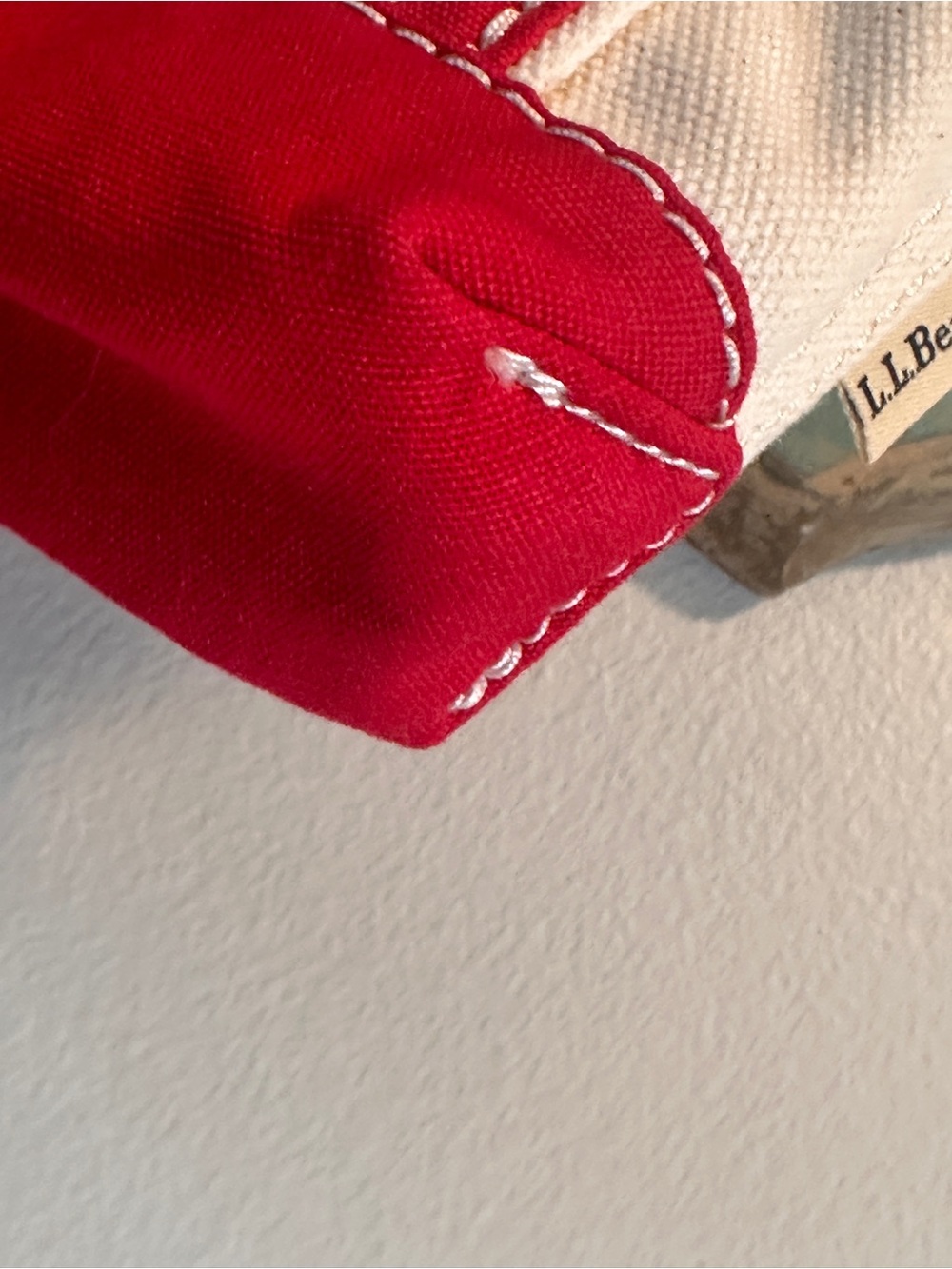 L.L. Bean Canvas Tote Charm in Red and Cream - Picture 6 of 9